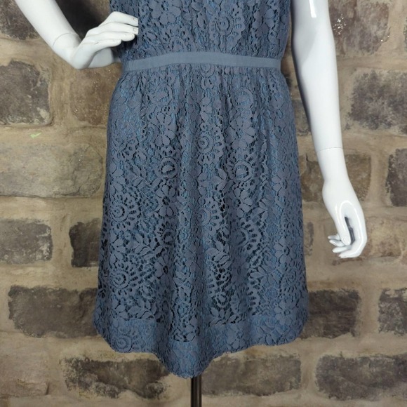 Madewell Blue Lace Lined Flutter Sleeve Mini‎ Dress V Neck Women’s 2 - Picture 4 of 14
